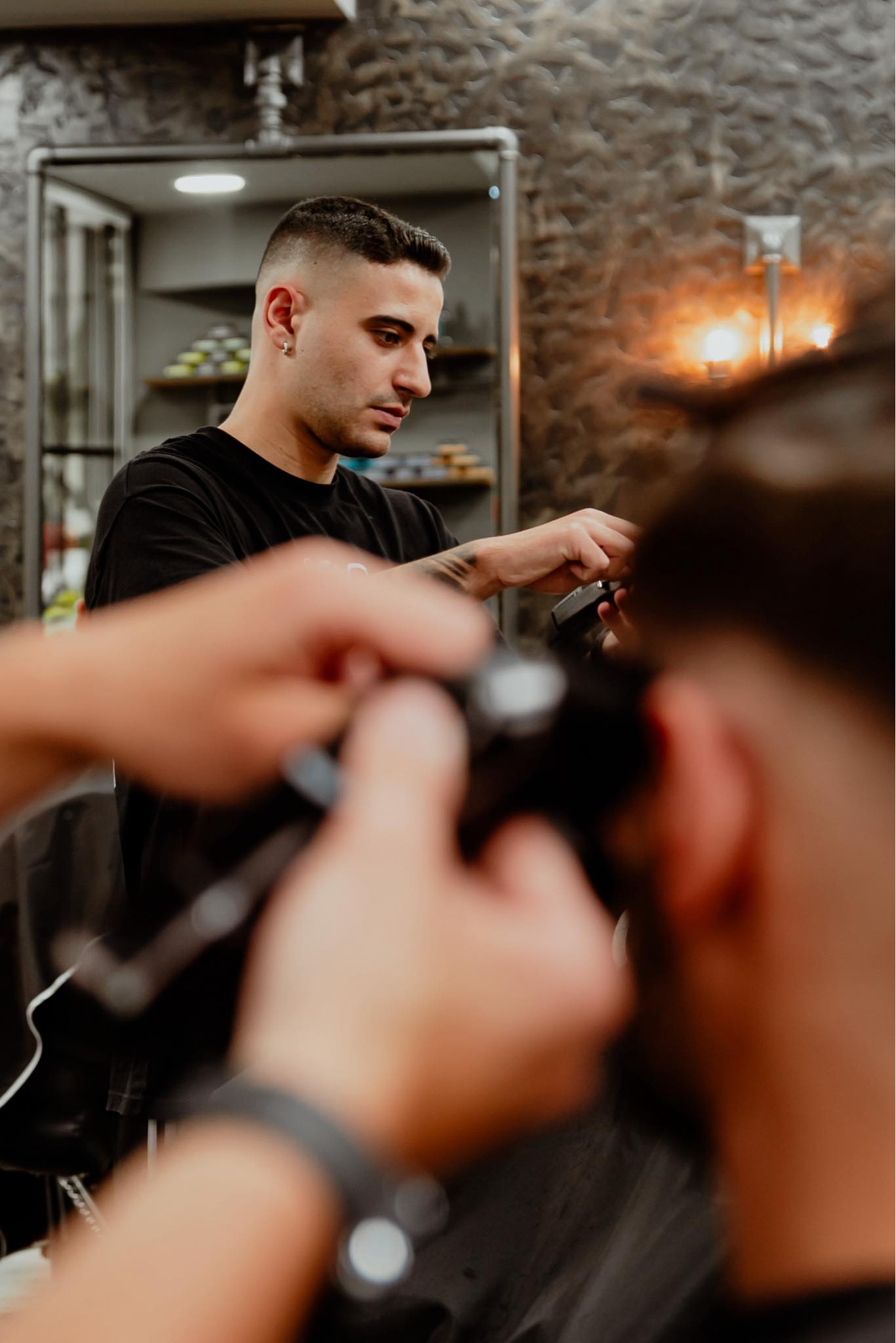 Barber working